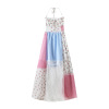 Floral patchwork lace backless hanging neck dress for women